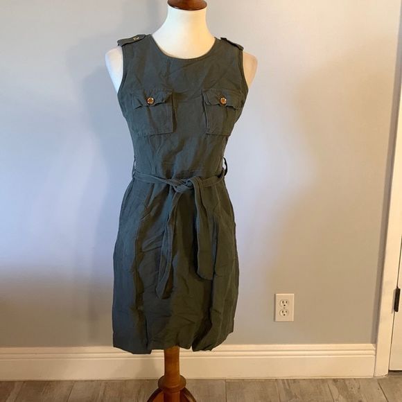 Marvin Richards Dresses & Skirts - [Marvin Richards] Green Military Belted Dress - Size 4